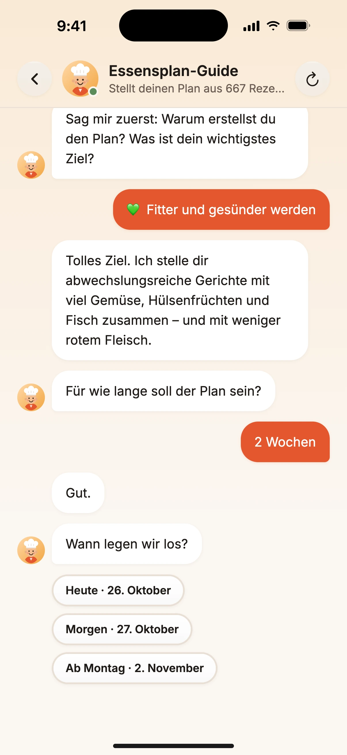 Ein Koch, der deine Woche plant.