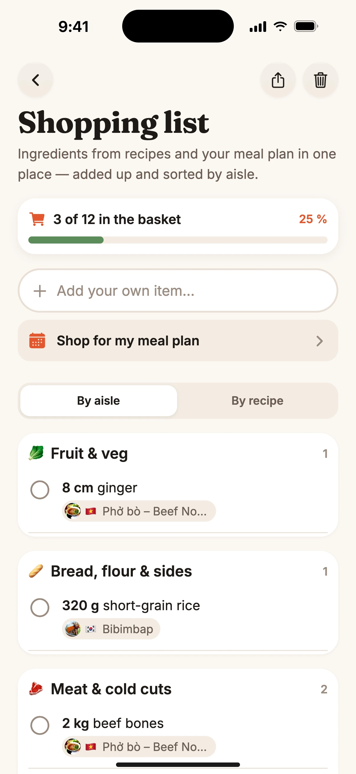 A shopping list that thinks for you.