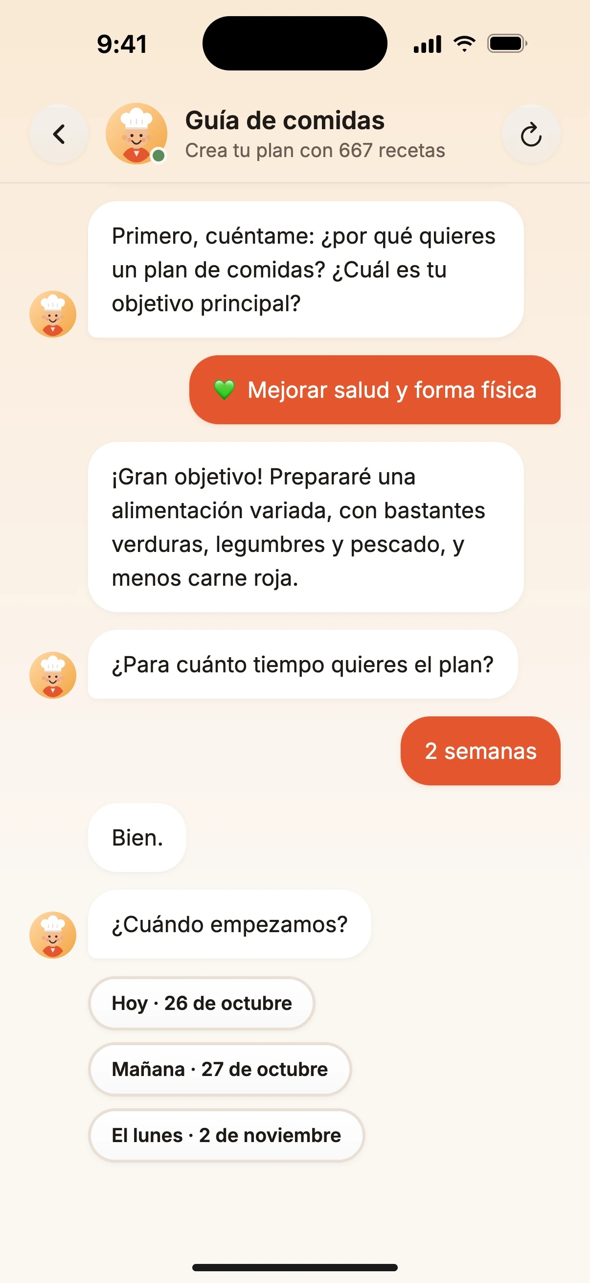 Un chef que planifica tu semana.